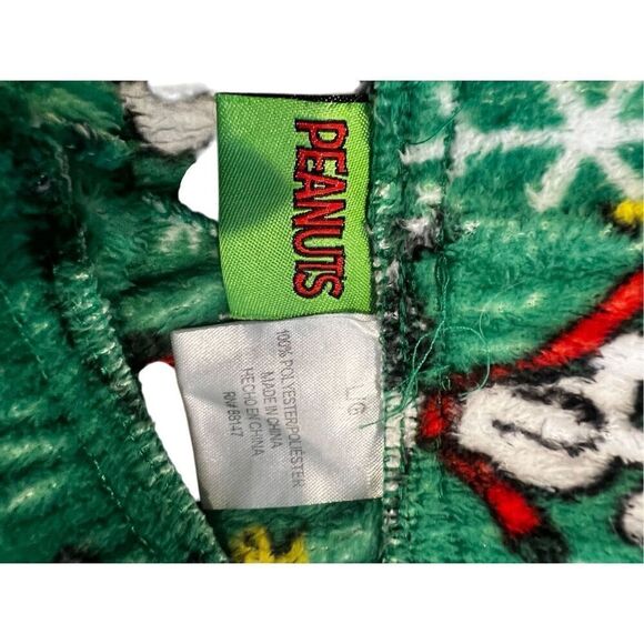 Peanuts Christmas Snoopy Holiday Green Lounge Pants Pajama Pants L - Picture 2 of 5